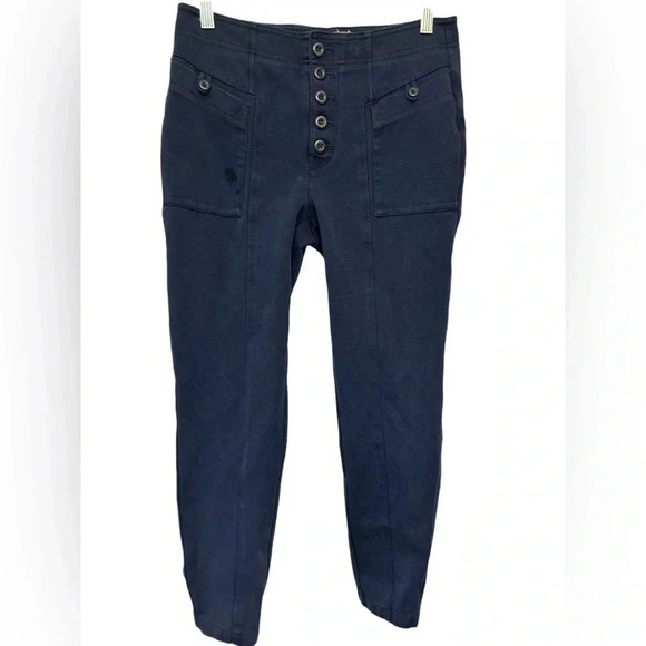 Anthropologie Bryson Tapered Pants Navy Button Fly - Picture 1 of 7